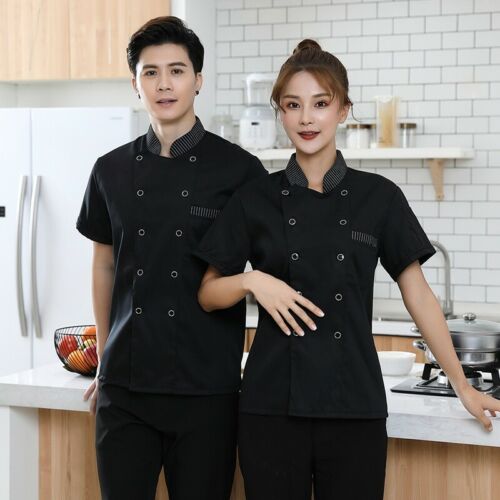 Chef Coat Jacket Kitchen Restaurant Work Uniform Tops Short Sleeve for Unisex