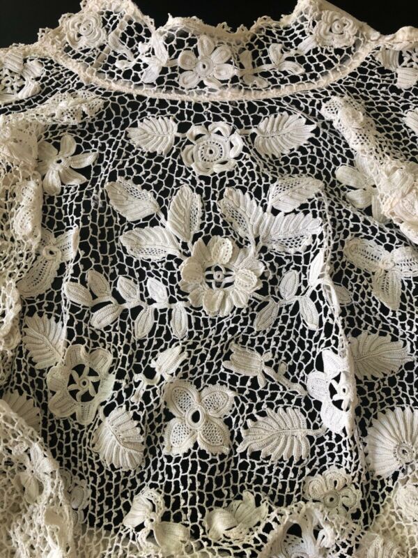 ANTIQUE CLOTHING - CRICA 1890.1900, IRISH CROCHET LACE BLOUSE