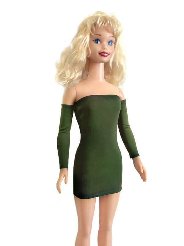 Dark Green Mini Dress Bodycon for My Size Barbie Doll. New