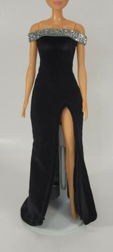 Black Velvet Doll dress -Handmade Doll Clothes 11-11.5-12in